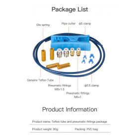Capricorn ptfe teflónová trubica s konektor set