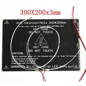   MK2A 300x200x3.0mm Aluminum Heatbed + LED Resistor + 60cm Cable + Thermistors