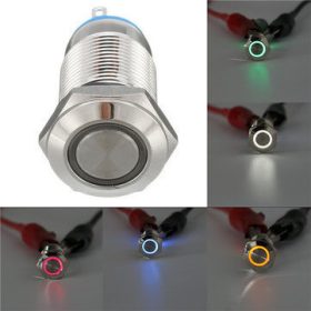   Waterproof-metal Push-button Switch, Led Light red 12x12x7.3mm