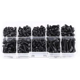   Skrutka imbus valcová hlava sada skrutiek 300 ks DIN 912 12.9 DSB čierna M3