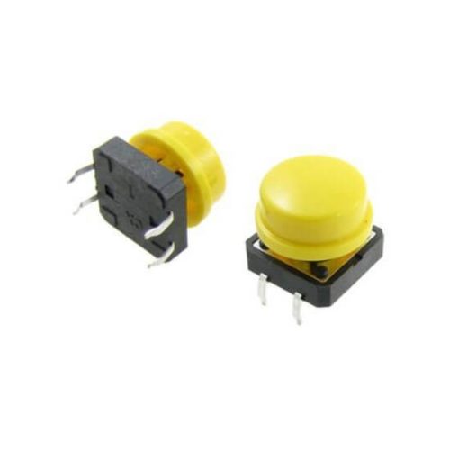 Tactile Push Button Switch 12x12x7.3mm + Yellow Round Cap